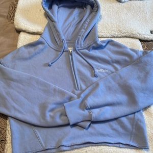 Girls Hollister cropped 3/4 zip hoodie